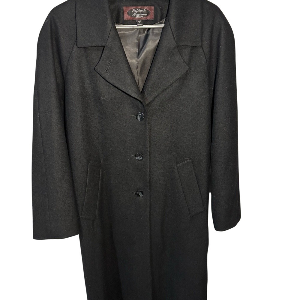 Stephanie Mathew's Women's Sz 6 Petite Black Wool Coat Made in Mexico Pre-Owned